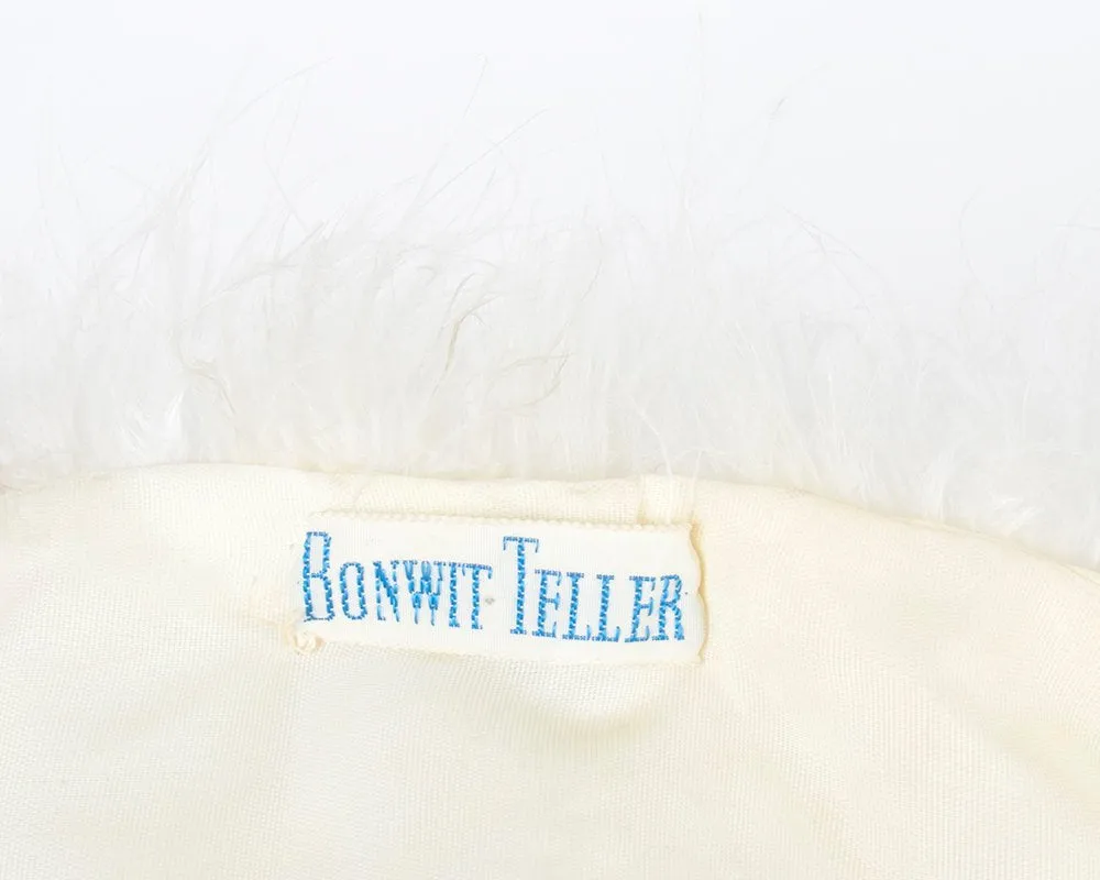 1960s White Marabou Feather Hat and Wrap Set