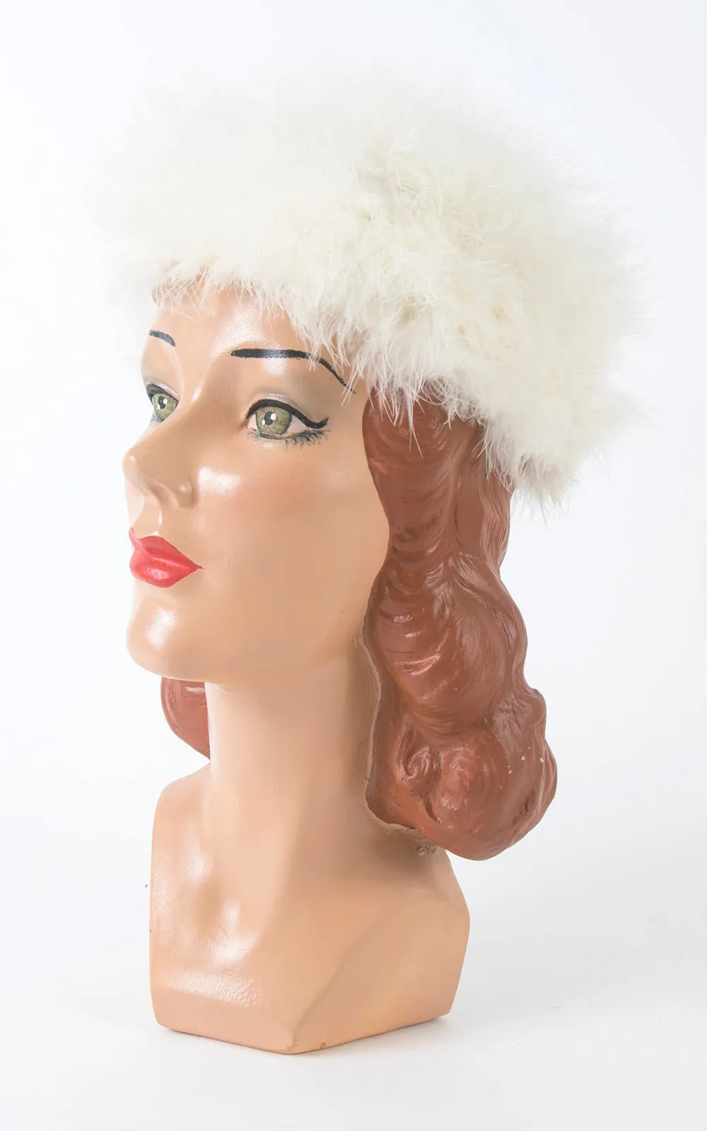 1960s White Marabou Feather Hat and Wrap Set