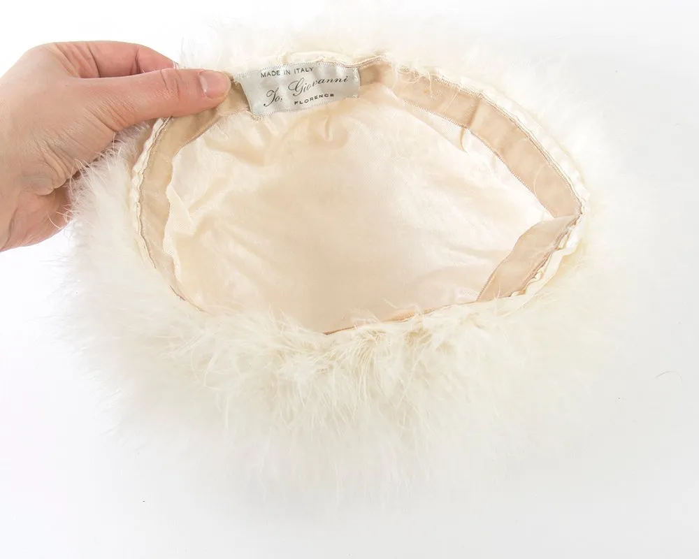 1960s White Marabou Feather Hat and Wrap Set