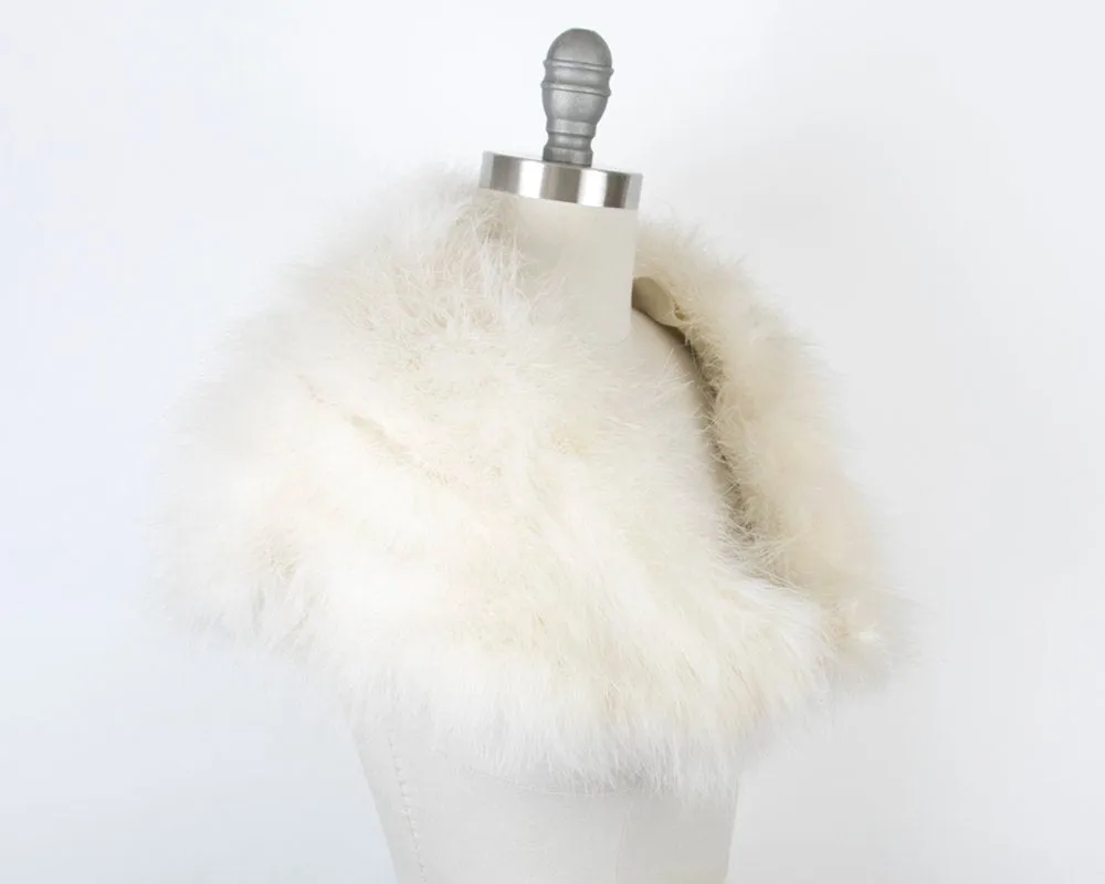 1960s White Marabou Feather Hat and Wrap Set