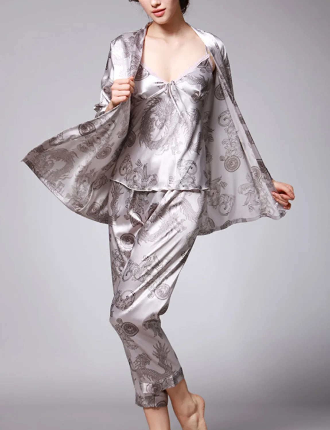 3-Piece Satin Pajamas For Women