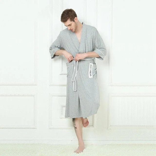 Bamboo Men's Robe Bamboo Stain Bathrobe Men Sleepwear Modern Style Nightgown Satin Soft For Sleep Valentine's Day Summer