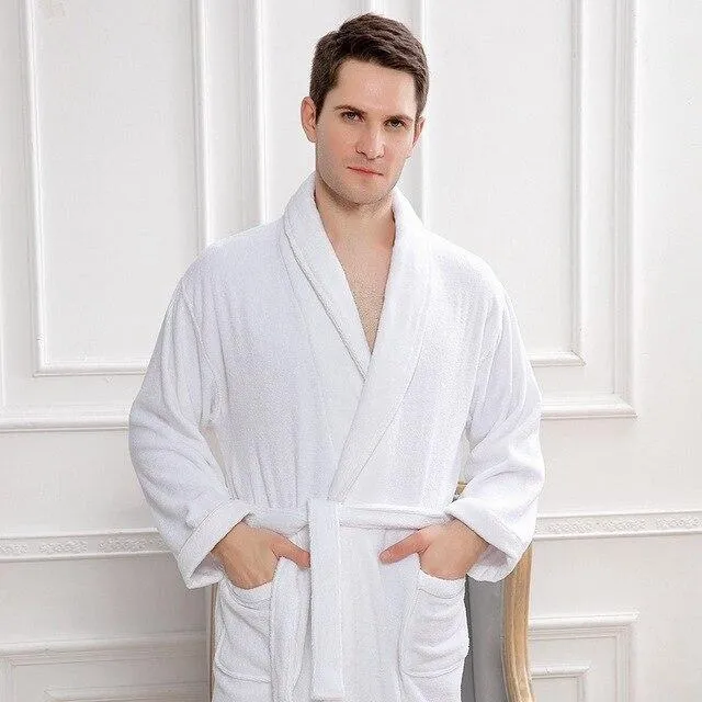 Bathrobe men cotton robe winter Long towel fleece Pajamas Men Nightgown soft warm thick lovers Sleepwear kimono homme gown