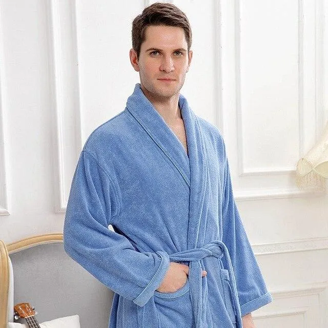 Bathrobe men cotton robe winter Long towel fleece Pajamas Men Nightgown soft warm thick lovers Sleepwear kimono homme gown