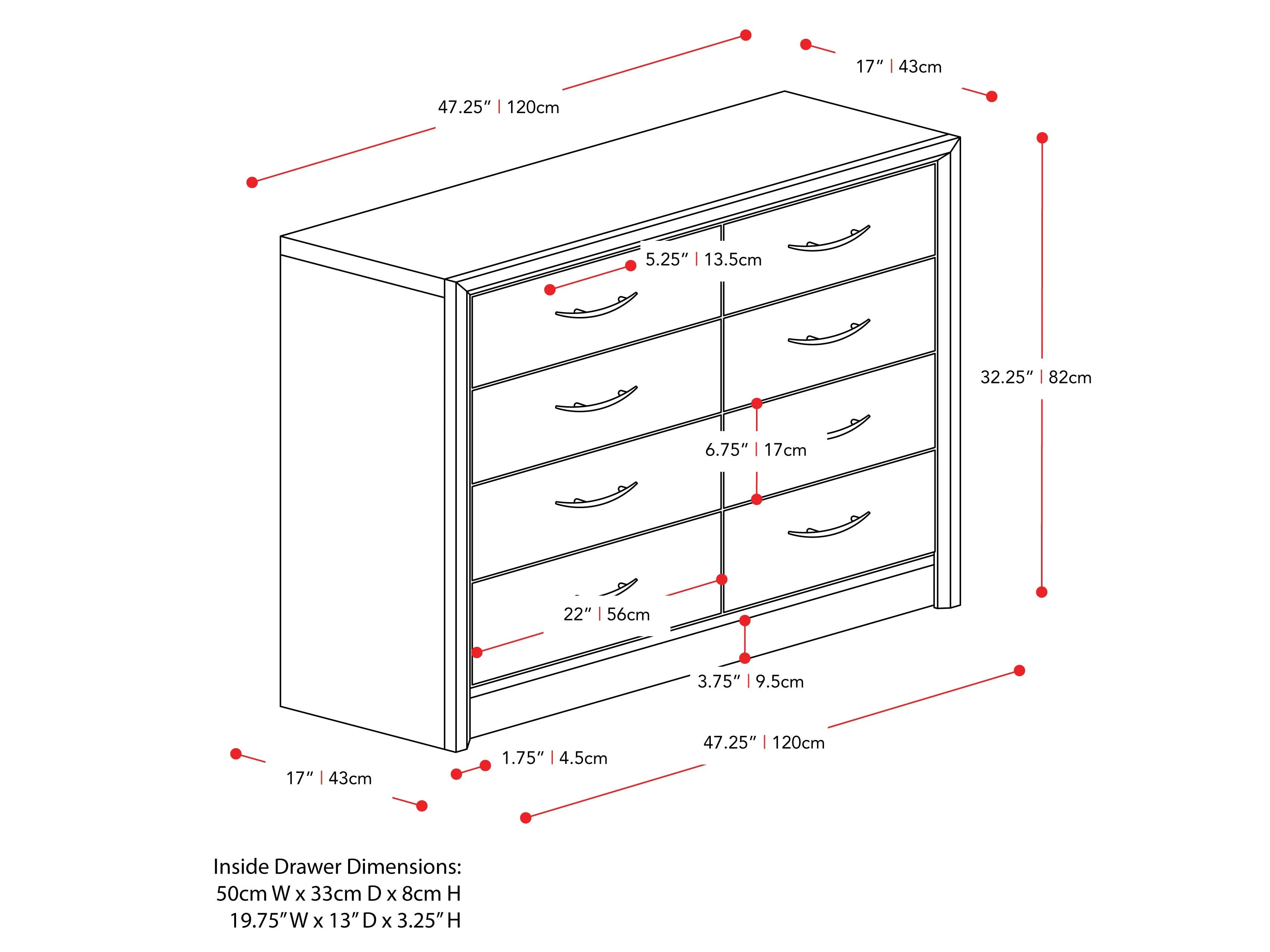 Black 8 Drawer Dresser