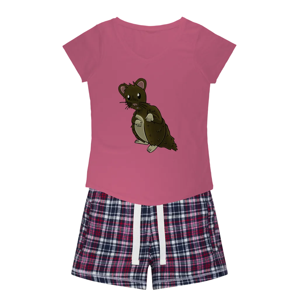 BrownHamster Women's Sleepy Tee and Flannel Short