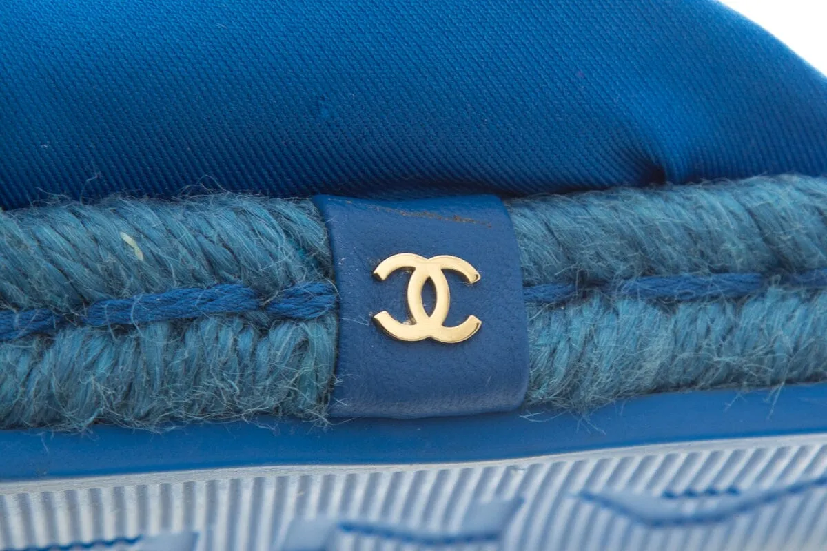 Chanel "Cloth"  Blue Slides SZ 36