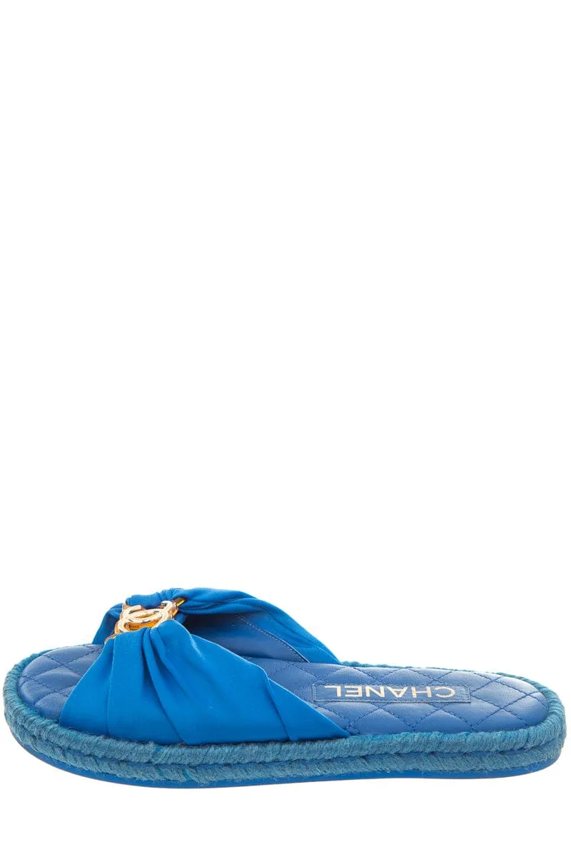 Chanel "Cloth"  Blue Slides SZ 36