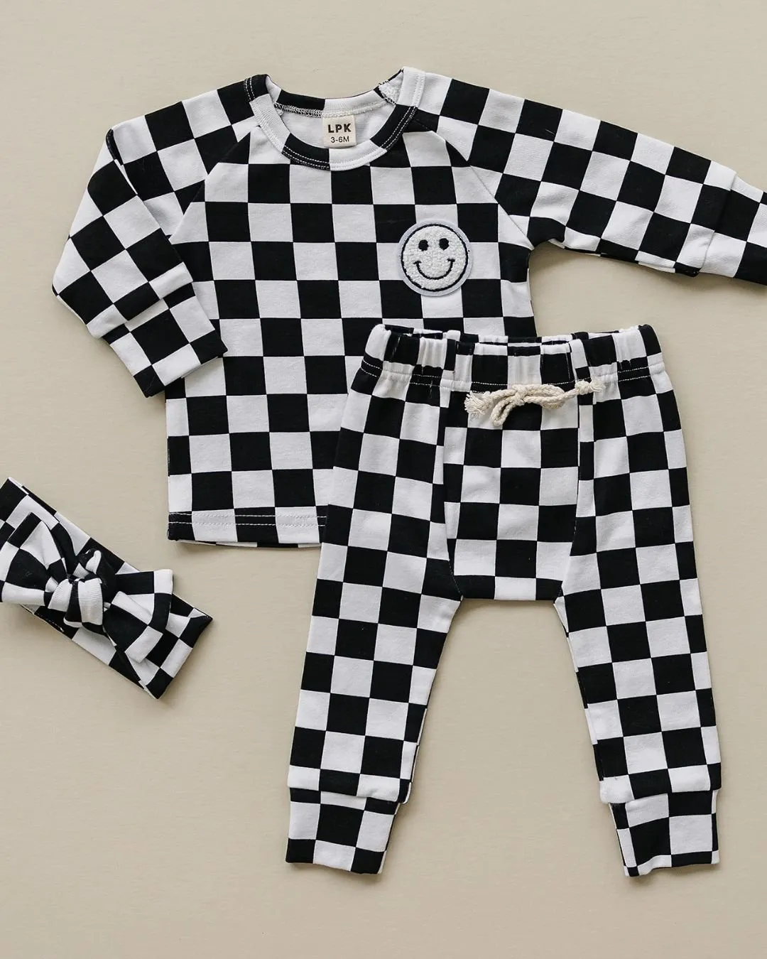 Checkered Smiley Lounge Set | Black EXCLUDED FROM BF