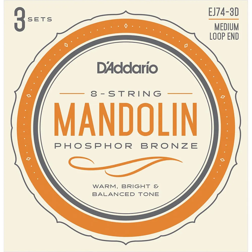 D'Addario EJ74 Mandolin Strings - Phosphor Bronze - Medium - 11-40 - 3 Sets