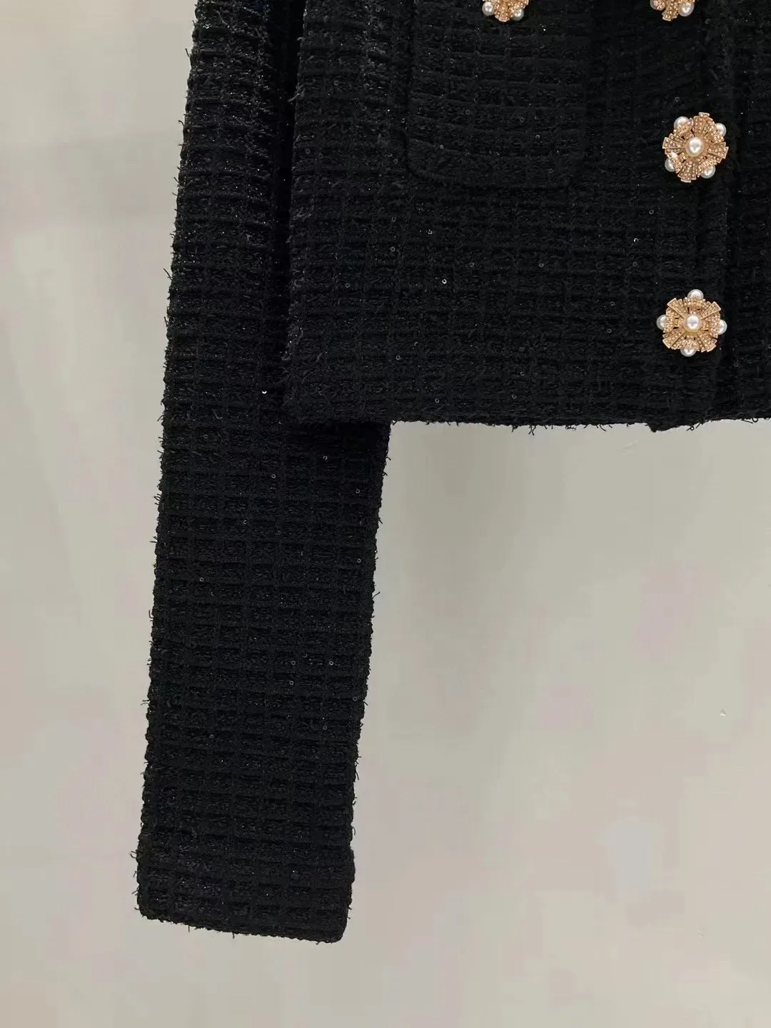 Designer Short Skirt Set Autumn/Winter French Polo Collar Long Sleeves Sweet Diamond Button Knitted Cardigan Coat Plus Skirt