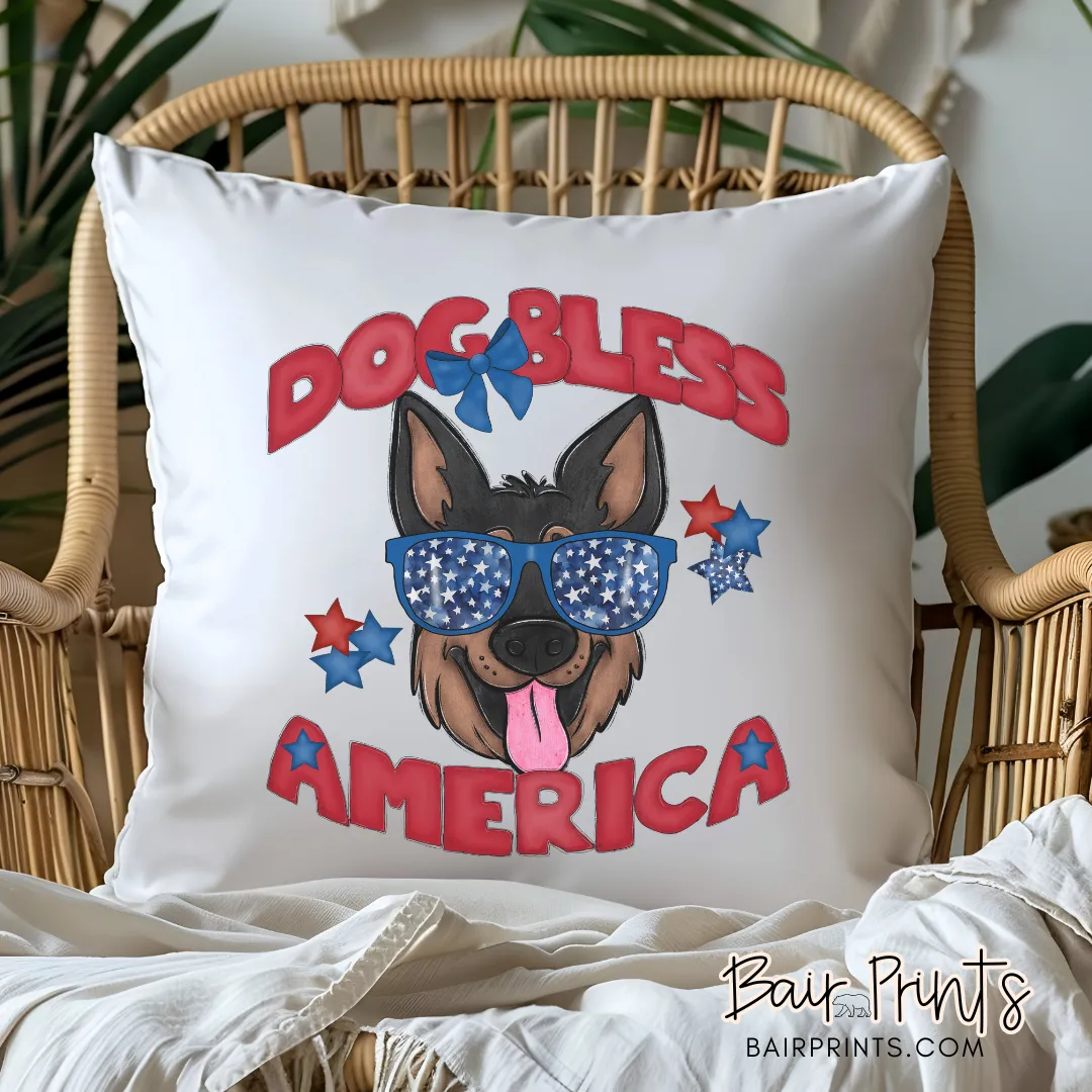 Dog Bless America Shepard Pillow