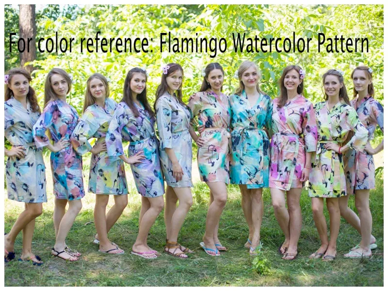 GRAY WATERCOLOR SPLASH ROBES FOR BRIDESMAIDS | GETTING READY BRIDAL ROBES