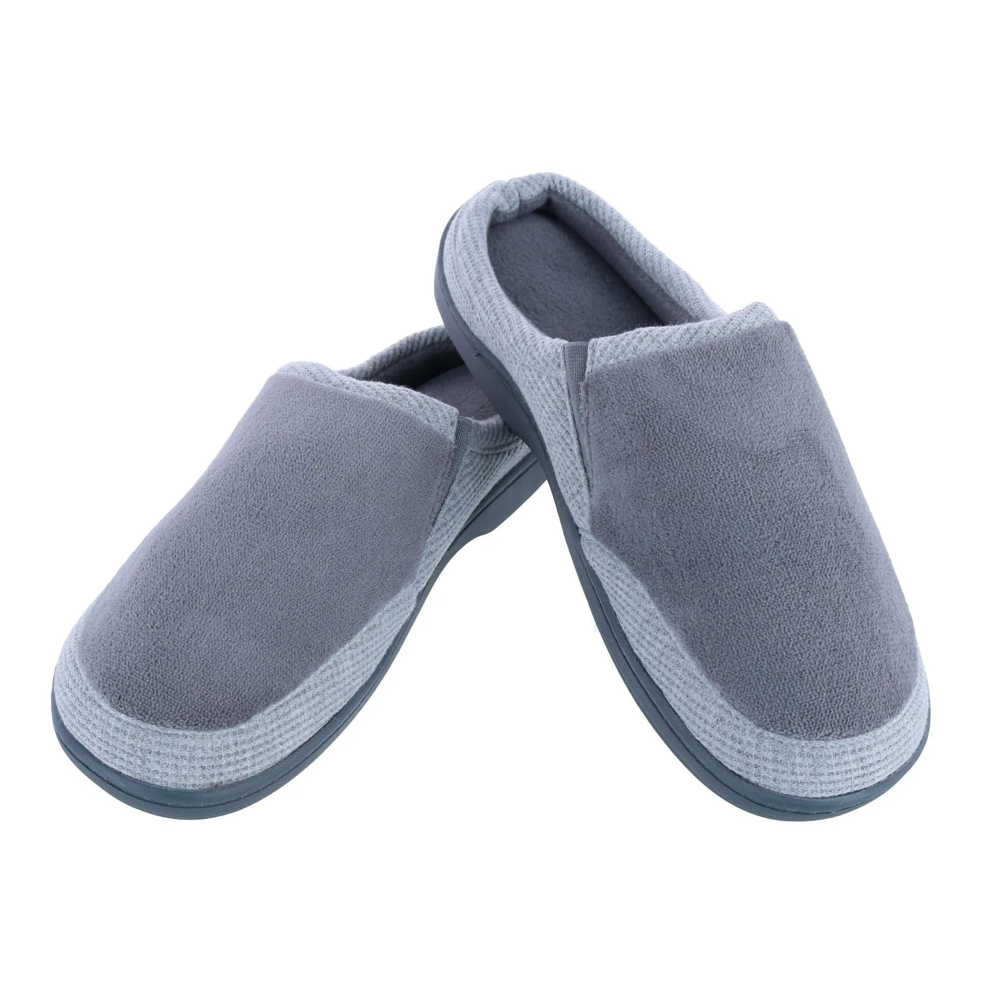 Isotoner Men's Microterry and Waffle Travis Hoodback Slipper