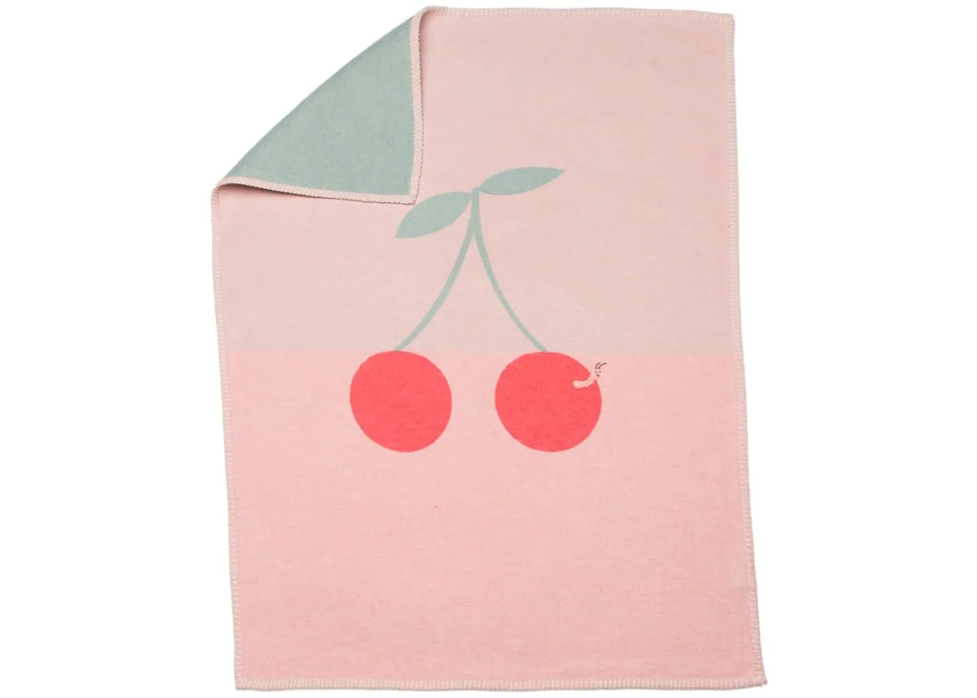 Lili Baby Blanket Cherries With Embroidered Worm 25.5" x 35"