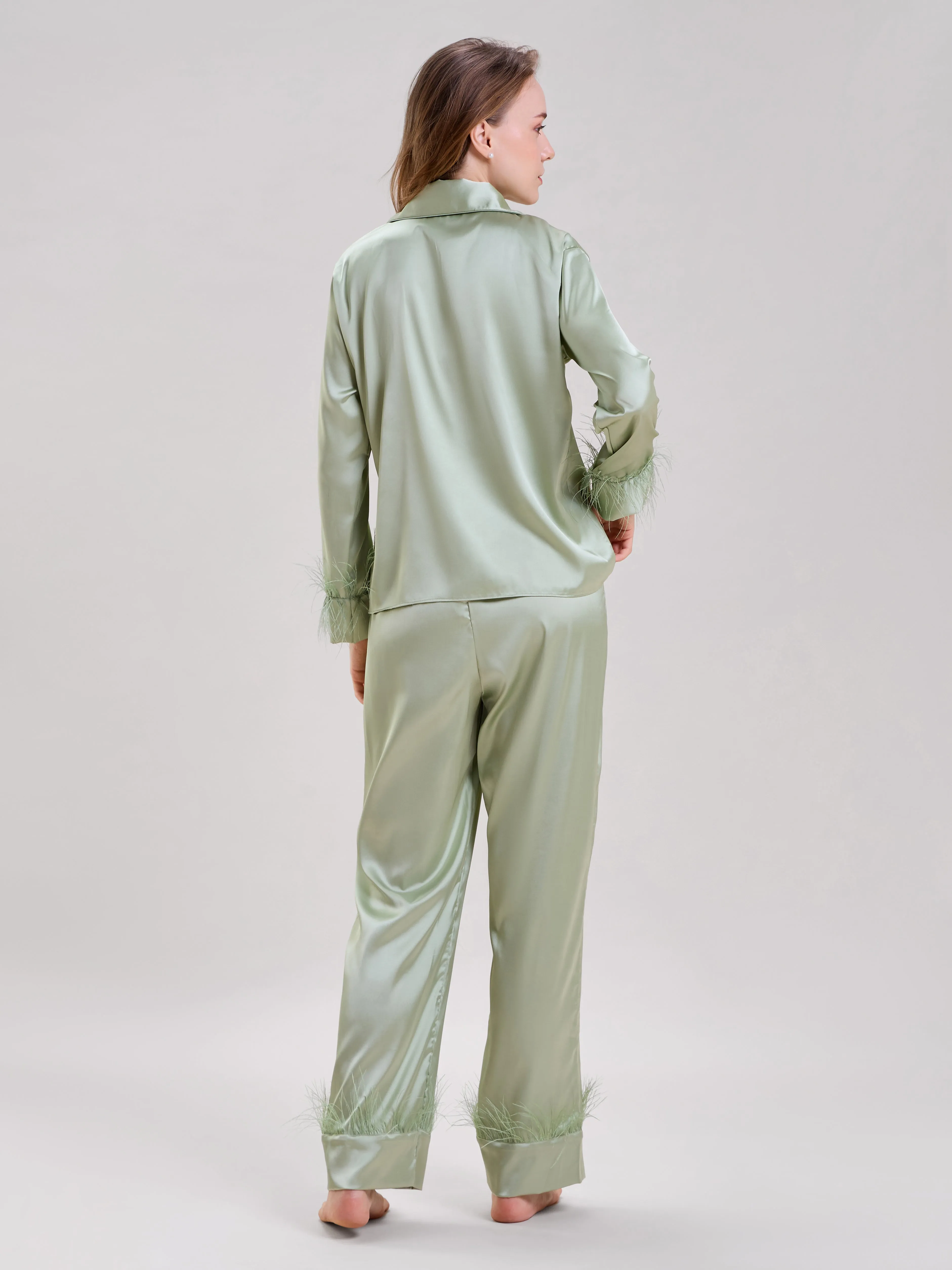 Mysthelle MINT GREEN FEATHER NIGHTWEAR