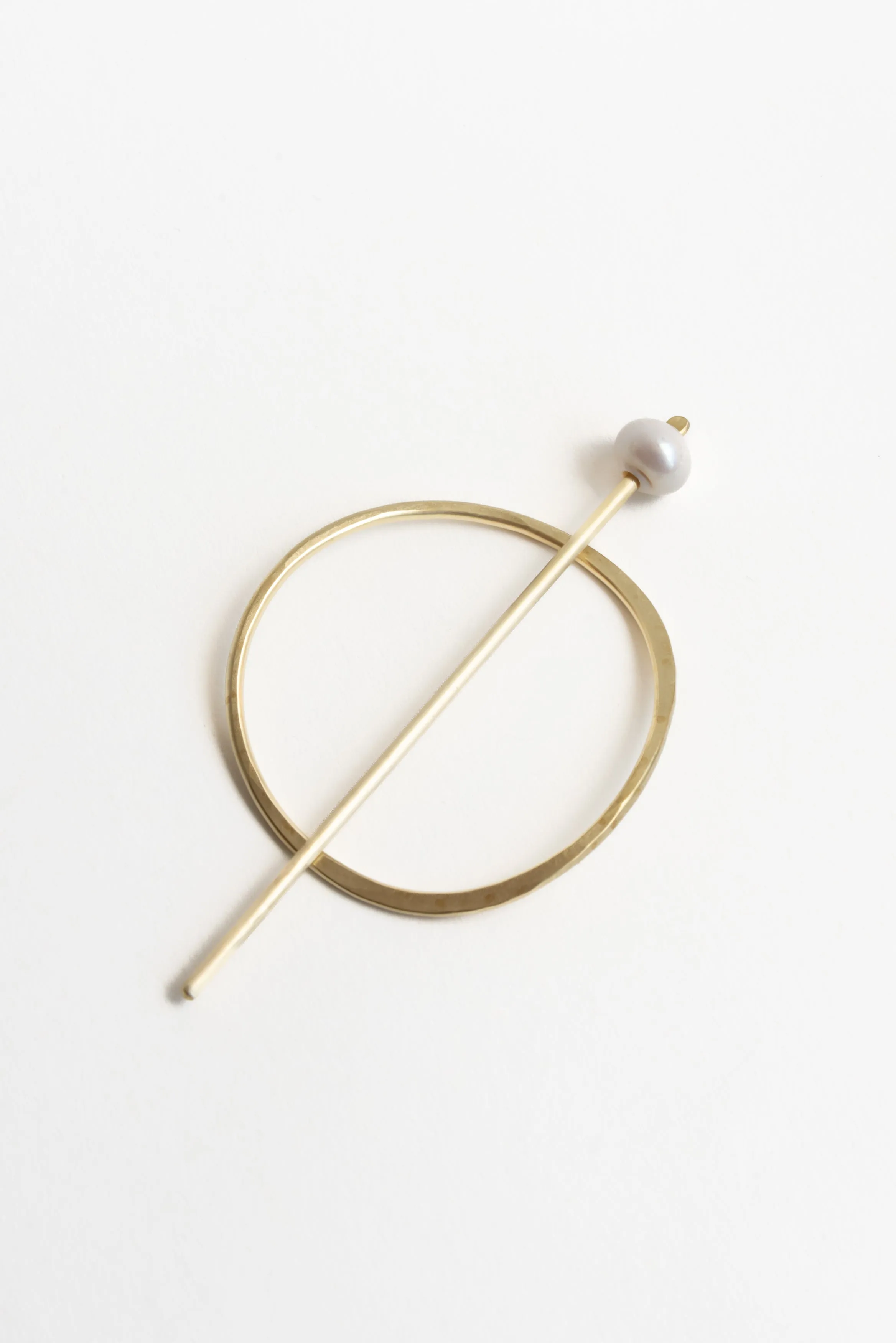 PeLo Modern Oval Brass Hair Slides with Pearl Sticks