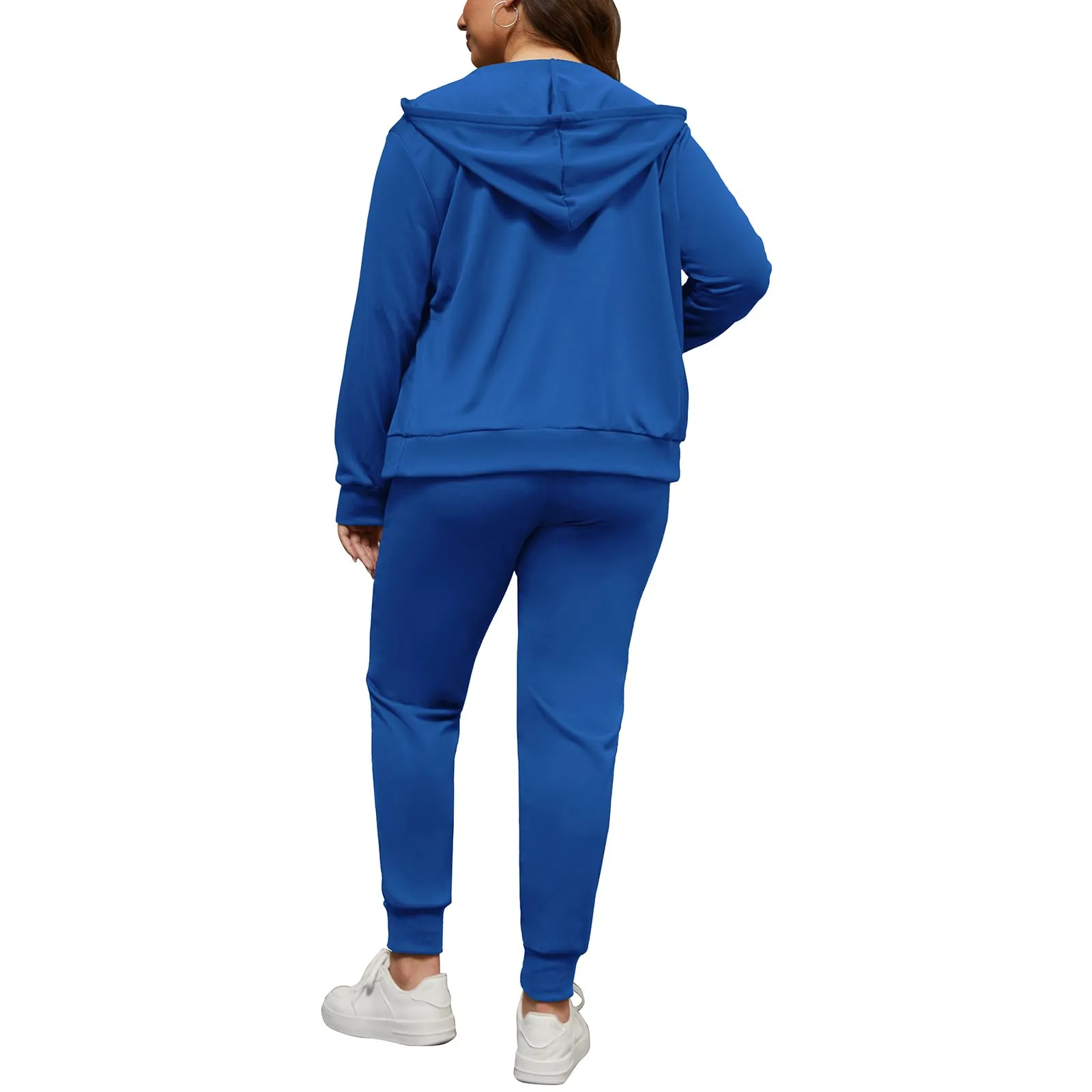 PINSV Women Plus Size 2 Piece Outfits Sweatsuits Hooded Tracksuit Jogging Suits