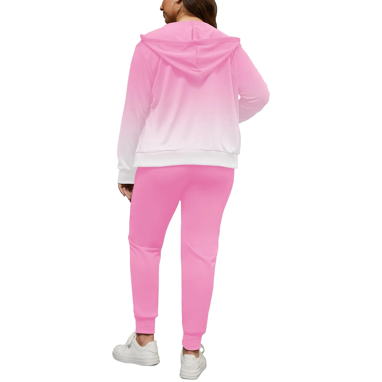 PINSV Women Plus Size 2 Piece Outfits Sweatsuits Hooded Tracksuit Jogging Suits
