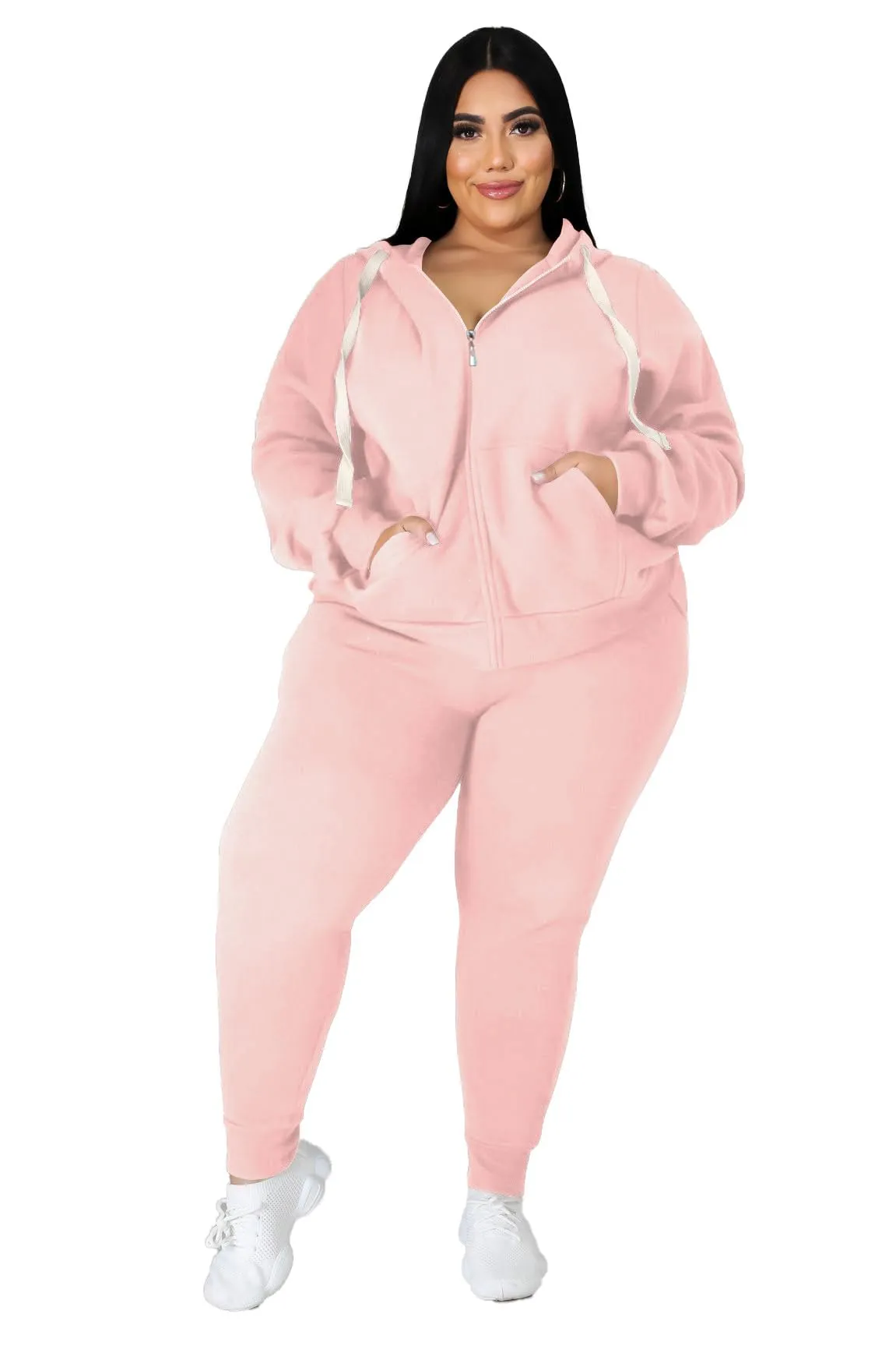 PINSV Women Plus Size 2 Piece Outfits Sweatsuits Hooded Tracksuit Jogging Suits