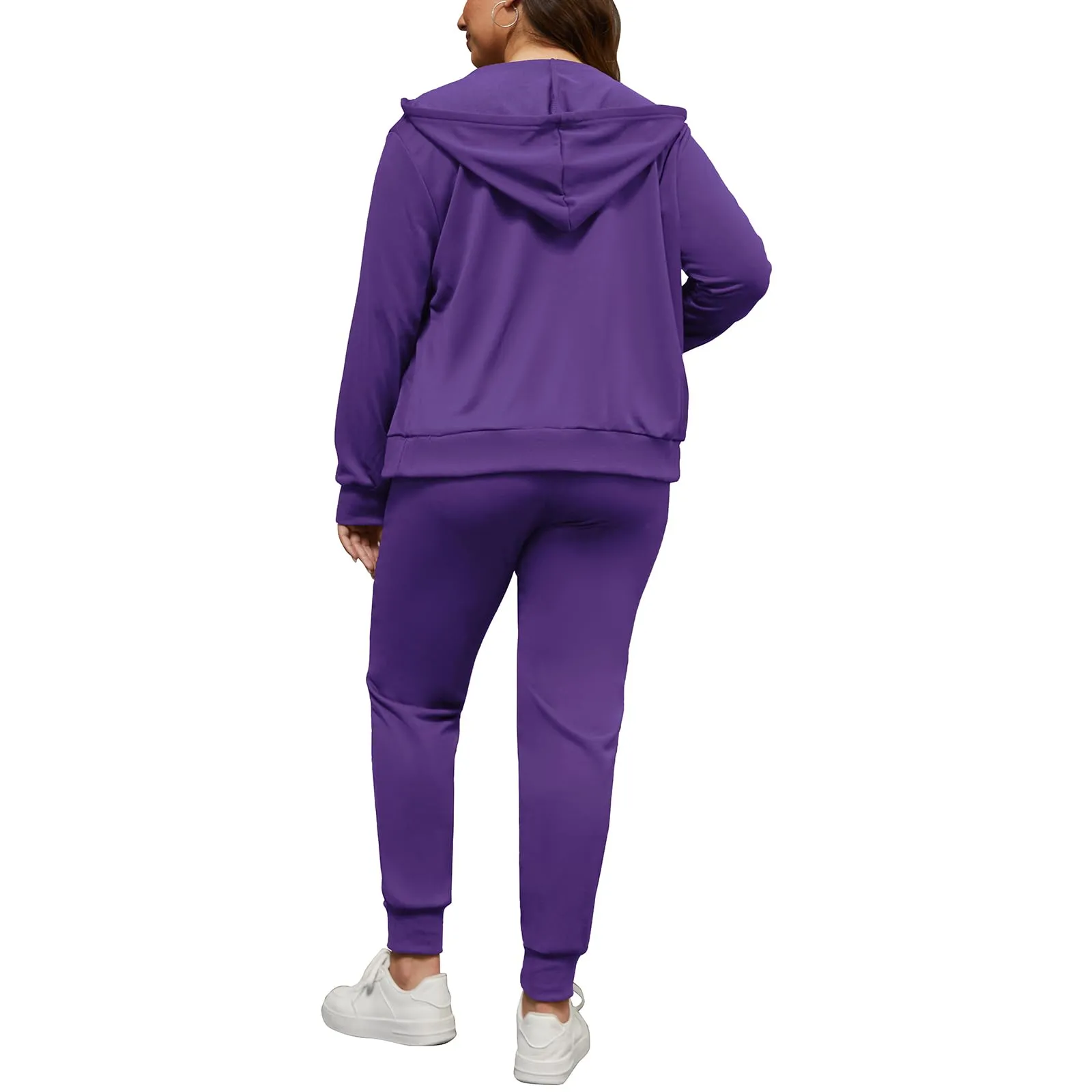 PINSV Women Plus Size 2 Piece Outfits Sweatsuits Hooded Tracksuit Jogging Suits