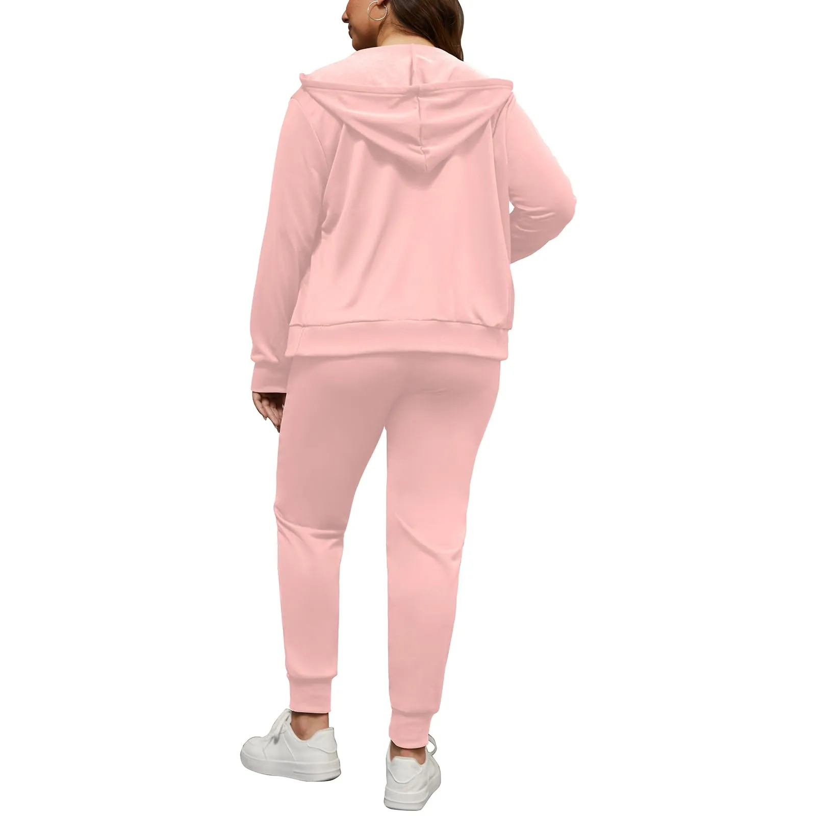 PINSV Women Plus Size 2 Piece Outfits Sweatsuits Hooded Tracksuit Jogging Suits