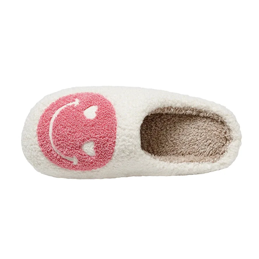 Preppy Aesthetic Smiley Face Heart Eyes Cozy Slippers