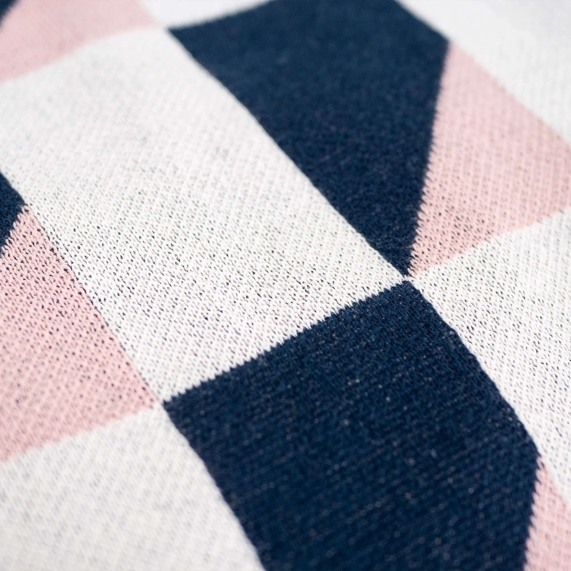 Small Footstool - Knitted Geometric Blue