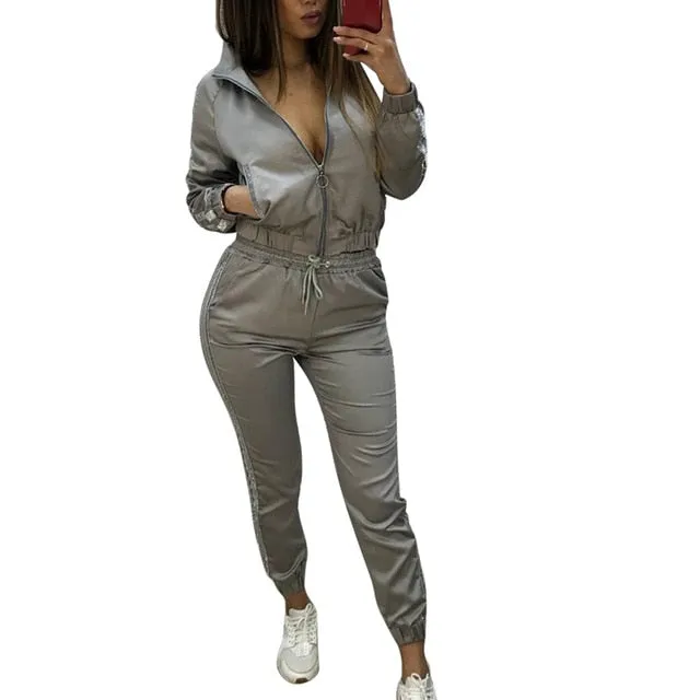 Women Sports Sets Long Sleeve Autumn Fashion Tracksuit Sweatsuits Gym Fitness Casual Jogging Sweatpants Zipper Suit